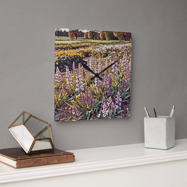 Um cheio de campo de flores - Relógio de Parede (Escritório)
