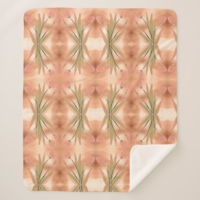 Um cobertor com uma Impressão de Tulipa Rosa e Cor (Frente)