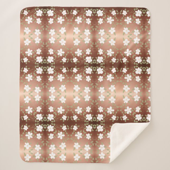 Um cobertor Flor Em Floral Branco (Frente)