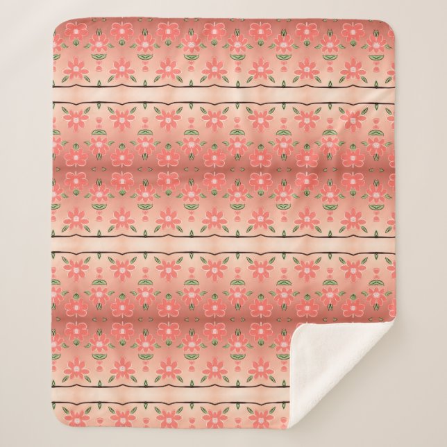 Um Cobertor Flor No Floral De Pêssego (Frente)