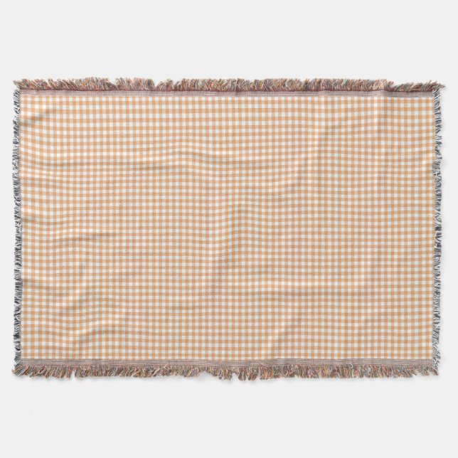 Um cobertor xadrez gingham em tons de bege  (Frente)