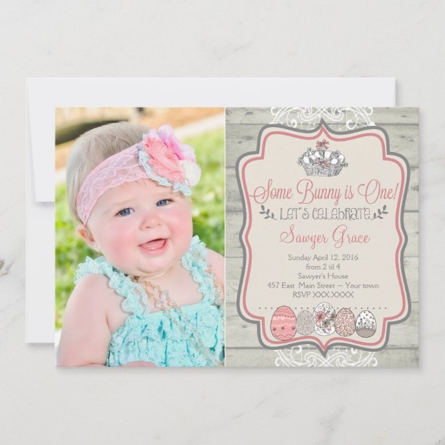 Um Coelhinho É Um Convite de aniversário De Páscoa (Frente)