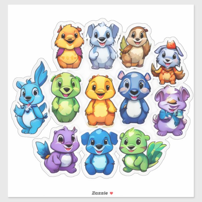 Um conjunto emocionante de adesivos para animais d (Folha)