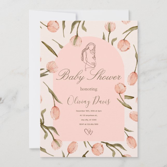 Um convite 'Baby Shower' radiante e delicado  (Frente)