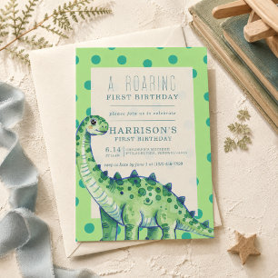 Um Convite de Aniversário de Um Ano do Dinossauro