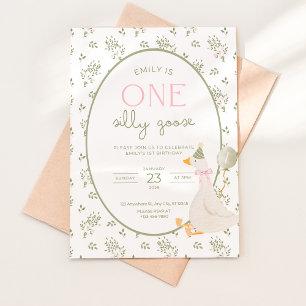 Um Convite de Aniversário de Um Ganso Bobo Floral