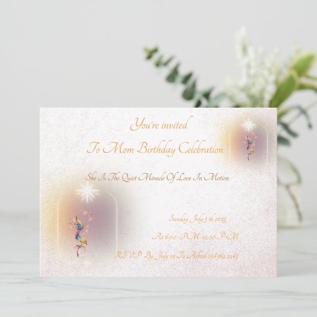 Um convite de aniversário de uma mãe de comemoraçã (Em pé/Frente)