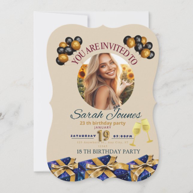 Um convite de aniversário que se adapta a todos em (Frente)