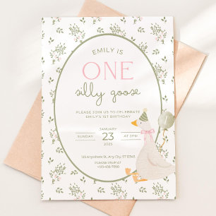 Um Convite de Aniversário Silly Goose Floral Vinta