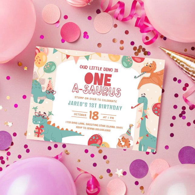 Um Convite De Aniversário Surus. Nosso pequeno Din (One A Saurus Birthday Invitation. Our Little Dino 1st Birthday Invite. Printable Boy Modern Digital )