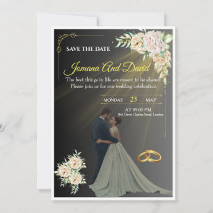 Um convite de casamento com um design simples, mas