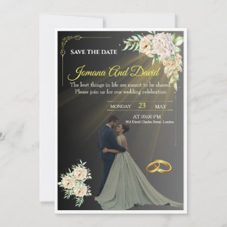Um convite de casamento com um design simples, mas