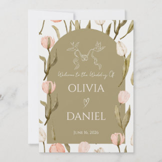 Um convite de casamento elegante em verde oliva   