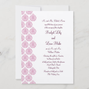 Um Convite de Casamento Vintage Damask rosa/branco