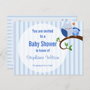 Um Convite De Chá de fraldas De Coruja Azul