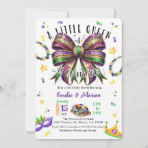 Um convite de Mardi Gras para uma pequena Rainha