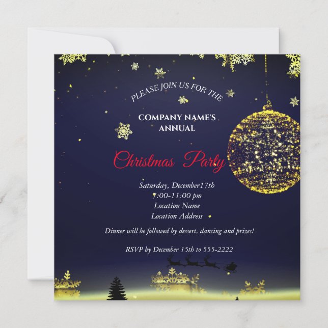 Um convite de Natal simples e elegante para festa (Frente)