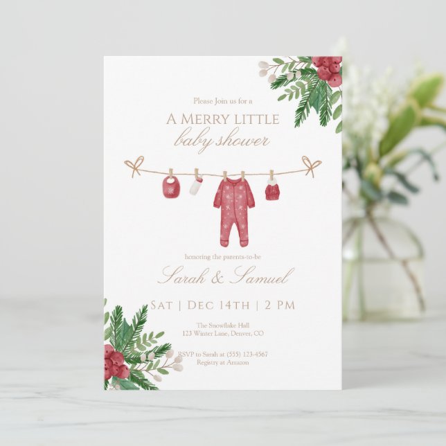 Um Convite De Pijama Chá de fraldas Feliz (Em pé/Frente)