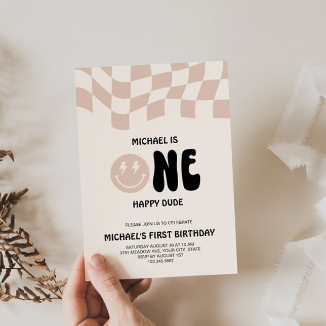 Um Convite Editável de primeiro aniversario Feliz (Criador carregado)