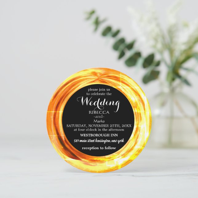 Um convite elegante de anel de ouro (Em pé/Frente)