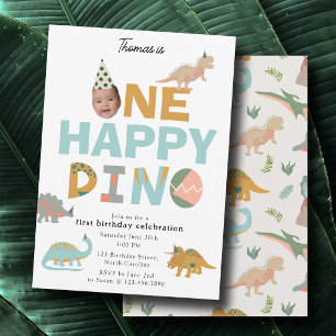 Um Convite Feliz do Dino Dinossauro para 1º Aniver