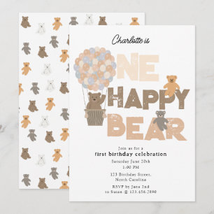 Um Convite Feliz do Urso 1º Primeiro Aniversário F