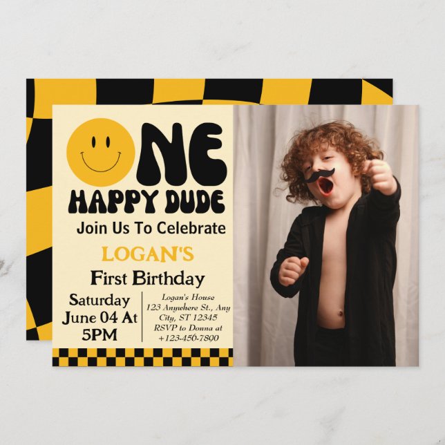 Um convite para fotos do primeiro aniversario de C (Frente/Verso)