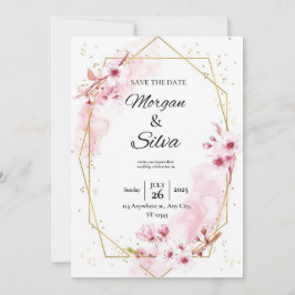 Um convite para o casamento floral cor-de-rosa