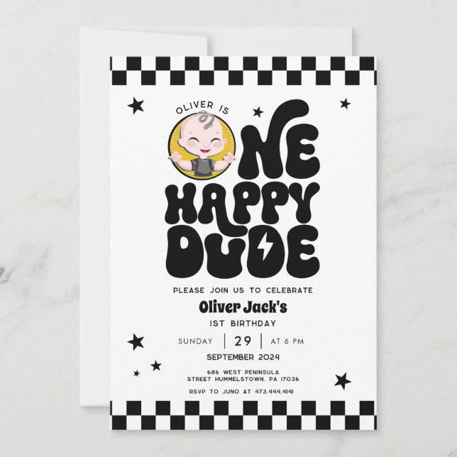 Um convite para primeiros aniversarios Feliz (Frente)