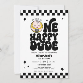 Um convite para primeiros aniversarios Feliz