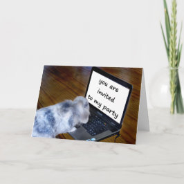 um convite para uma festa de coelho fofo