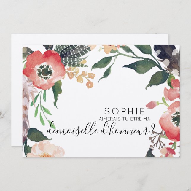 um convite personalizado de dama de honra (Frente/Verso)