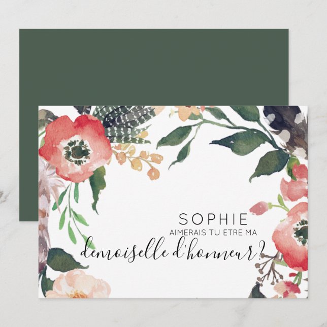 um convite personalizado de dama de honra (Frente/Verso)