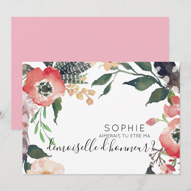 um convite personalizador de demoiselle d'honneur (Frente/Verso)