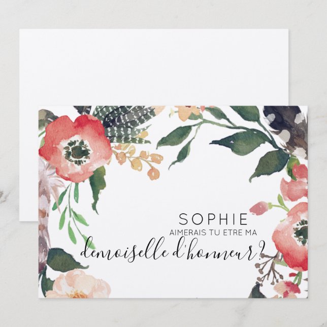 um convite personalizador de demoiselle d'honneur (Frente/Verso)