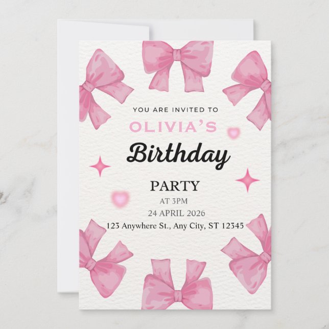 Um convite simpático para uma festa de aniversário (Frente)