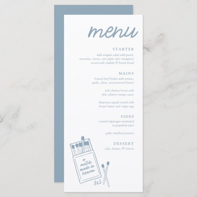 Um Correspondência Feita no Menu de Janto de Casam (Frente/Verso)