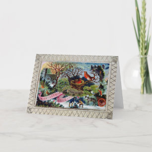 Um cumprimento do Natal, cartão do Victorian