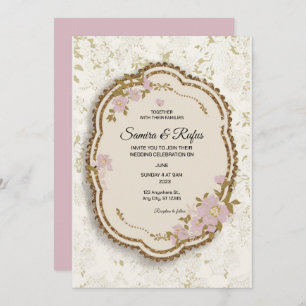 Um delicado convite de casamento tradicional