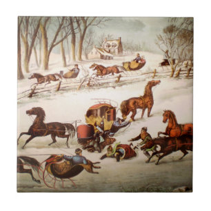 Um derramamento para fora no azulejo da neve