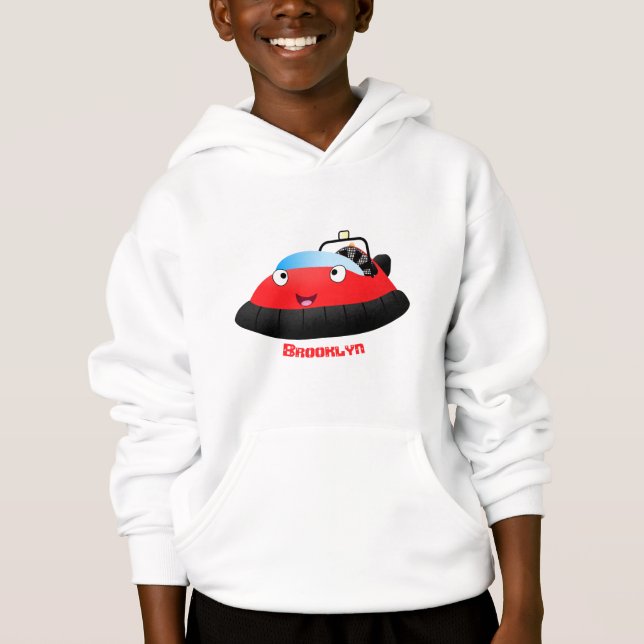 Um desenho animado de hovercraft, vermelho e bonit (Frente)