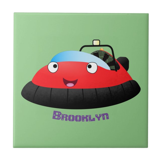 Um desenho animado de hovercraft, vermelho e bonit (Frente)
