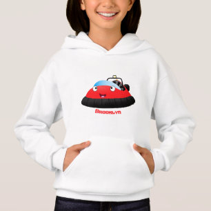Um desenho animado de hovercraft, vermelho e bonit