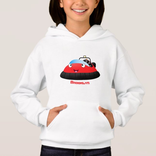 Um desenho animado de hovercraft, vermelho e bonit (Frente)