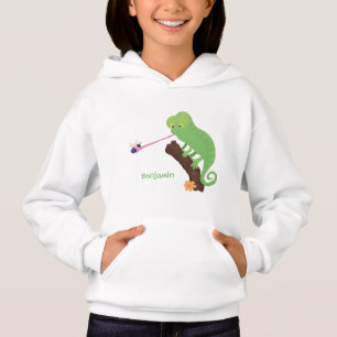 Um desenho animado verde-feliz chameleon lagarto