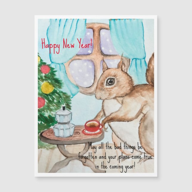 Um desenho confortável de um esquilo fofo (Frente)