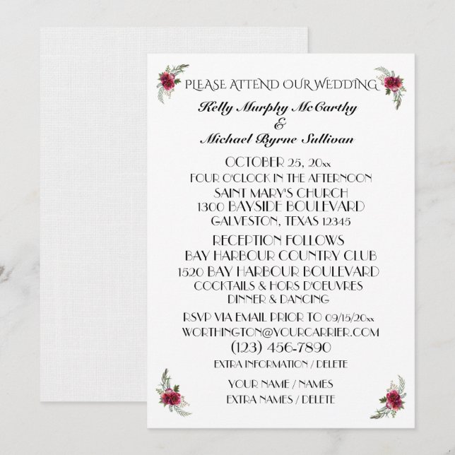 Um Dia Encantador Para Um Casamento - Convite (Frente/Verso)