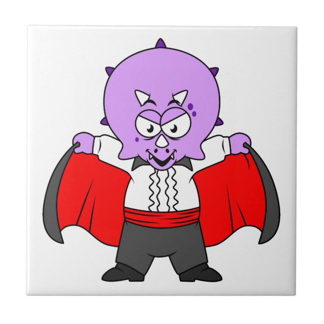 Um Dinossauro Ceratops Vestiu Como Conde Drácula. (Frente)