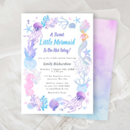 Um doce convite de chá de bebê de sereiazinha past