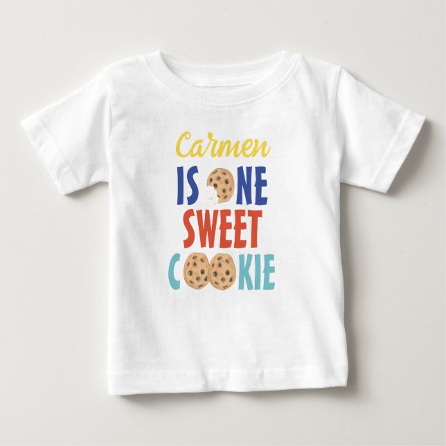 Um Doce Cookie Primeiro Camiseta de Aniversário (Frente)